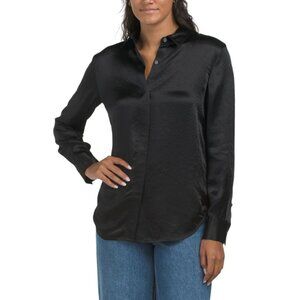 THEORY Black Sunaya-o Crushed Blouse